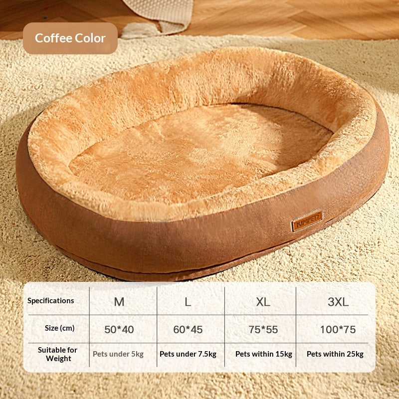 Oval Plush Bed For Cats And Dogs To Keep Warm In Fall And Winter