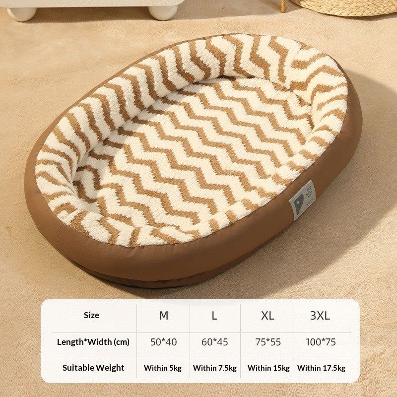 Oval Plush Bed For Cats And Dogs To Keep Warm In Fall And Winter
